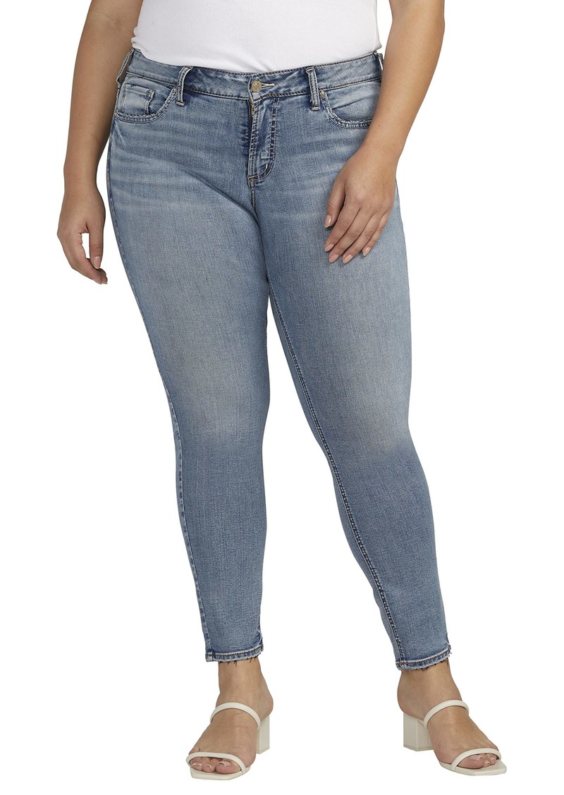 Silver Jeans Co. Women's Plus Size Britt Low Rise Curvy Fit Skinny Jeans Med Wash EDB280