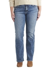 Silver Jeans Co. Women's Plus Size Elyse Curvy Mid Rise Slim Bootcut Jeans Dark wash EPX362 22W x 31L