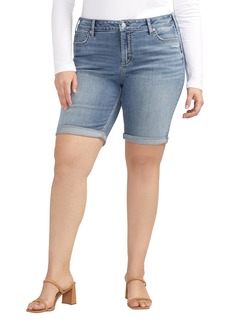 Silver Jeans Co. Women's Plus Size Elyse Mid Rise Comfort Fit Bermuda Short Med Wash CVS255