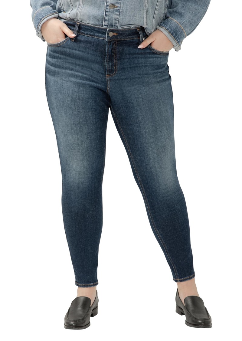 Silver Jeans Co. Women's Plus Size Elyse Mid Rise Comfort Fit Skinny Jeans Med Wash EAD328