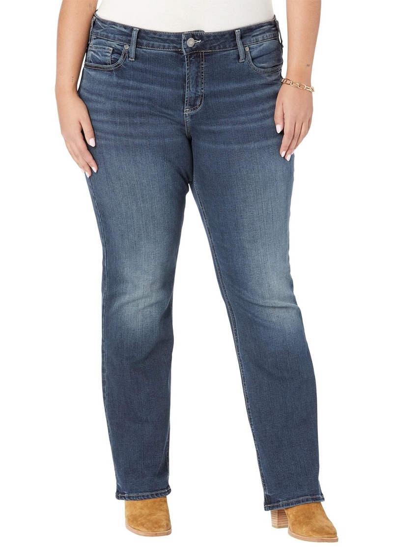 Silver Jeans Co. Women's Plus Size Elyse Mid Rise Comfort Fit Slim Bootcut Jeans Dark Wash EDB445