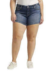 Silver Jeans Co. Women's Plus Size Elyse Mid Rise Short Dark Wash EAE464