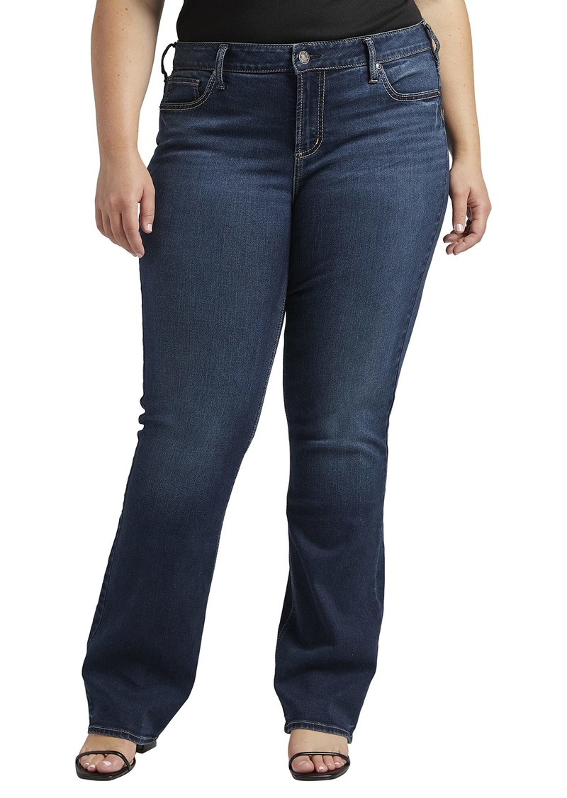Silver Jeans Co. Women's Plus Size Elyse Mid Rise Comfort Fit Slim Bootcut Jeans-Legacy Dark Wash EDB459 12W x 31L