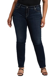 Silver Jeans Co. Women's Plus Size Elyse Mid Rise Straight Leg Jeans Dark Wash EDB441 12W x 29L