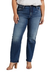 Silver Jeans Co. Women's Plus Size Frisco High Rise Straight Leg Jeans-Legacy Med Wash RCS351 16W x 28L