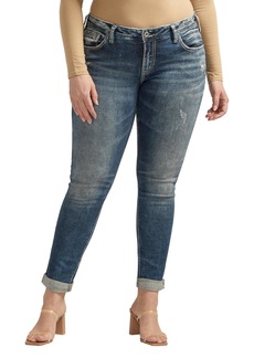 Silver Jeans Co. Women's Plus Size Girlfriend Mid Rise Skinny Jeans