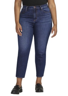 Silver Jeans Co. Women's Plus Size Highly Desirable High Rise Slim Straight Leg Jeans Indigo  Short