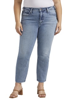 Silver Jeans Co. Women's Plus Size Most Wanted Mid Rise Ankle Straight Leg Jeans-Legacy Med Wash SOC301