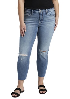 Silver Jeans Co. Women's Plus Size Most Wanted Mid Rise Straight Crop Jeans Med Wash ECF254 22W x 27L