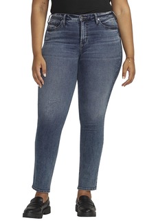 Silver Jeans Co. Women's Plus Size Most Wanted Mid Rise Straight Leg Jeans Med Wash EDB341