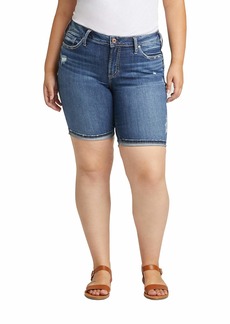 Silver Jeans Co. womens Plus Size Suki Mid Rise Bermuda Shorts Indigo 24 US