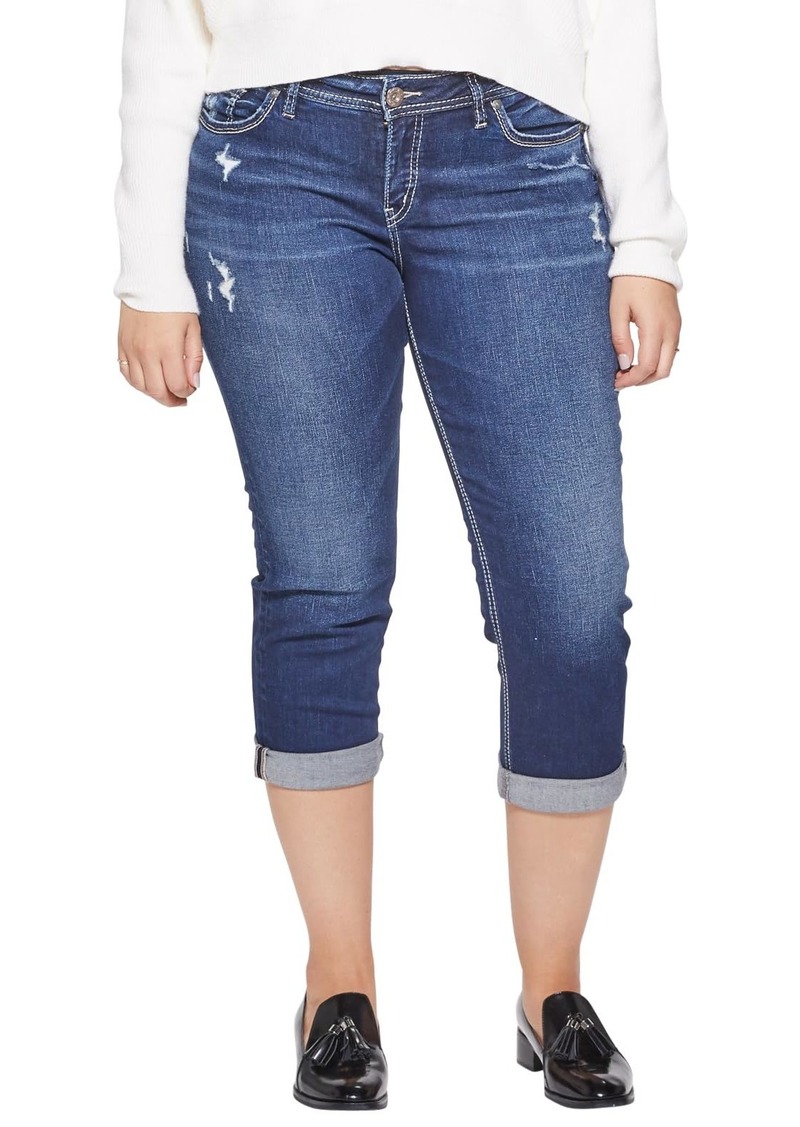 Silver Jeans Co. Women's Plus Size Suki Mid Rise Curvy Fit Capri Jeans