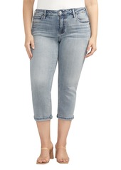 Silver Jeans Co. Women's Plus Size Suki Mid Rise Curvy Fit Capri Jeans Med Wash CVS268