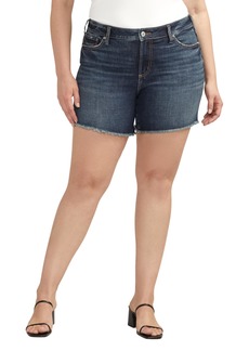 Silver Jeans Co. Women's Plus Size Suki Mid Rise Curvy Fit Short Dark Wash CVS403