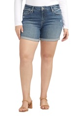 Silver Jeans Co. Women's Plus Size Suki Mid Rise Curvy Fit Short Med Wash EKC381