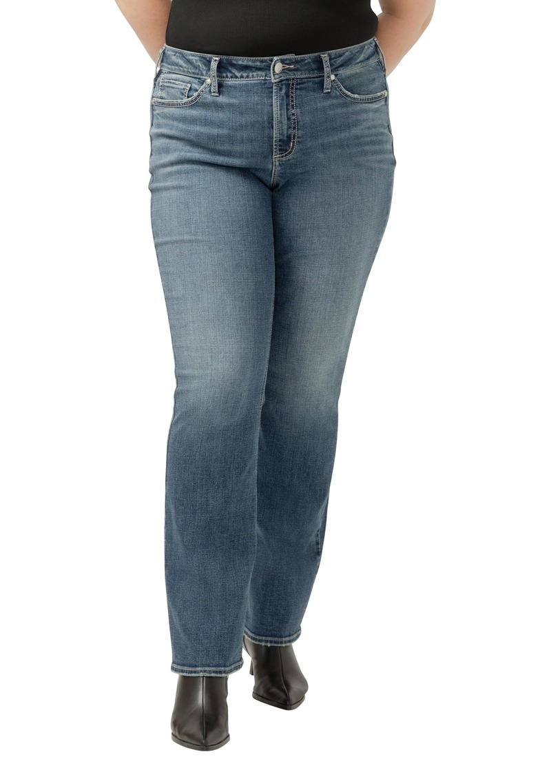 Silver Jeans Co. Women's Plus Size Suki Mid Rise Curvy Fit Slim Bootcut Jeans Med Wash ECF340