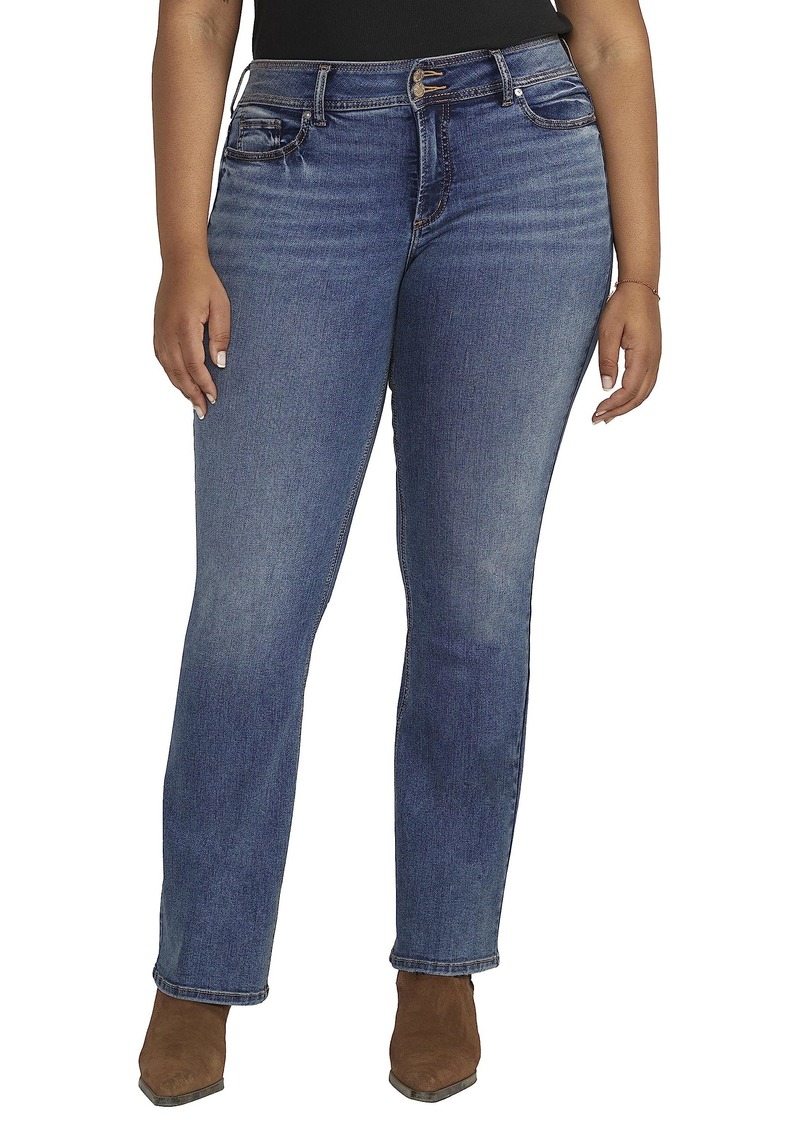 Silver Jeans Co. Women's Plus Size Suki Mid Rise Curvy Fit Slim Bootcut Jeans Med Wash EDB336