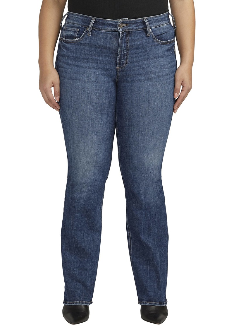 Silver Jeans Co. Women's Plus Size Suki Mid Rise Curvy Fit Slim Bootcut Jeans Med Wash EKC391