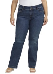 Silver Jeans Co. Women's Plus Size Suki Mid Rise Curvy Fit Trouser Leg Jeans Med Wash EAE337