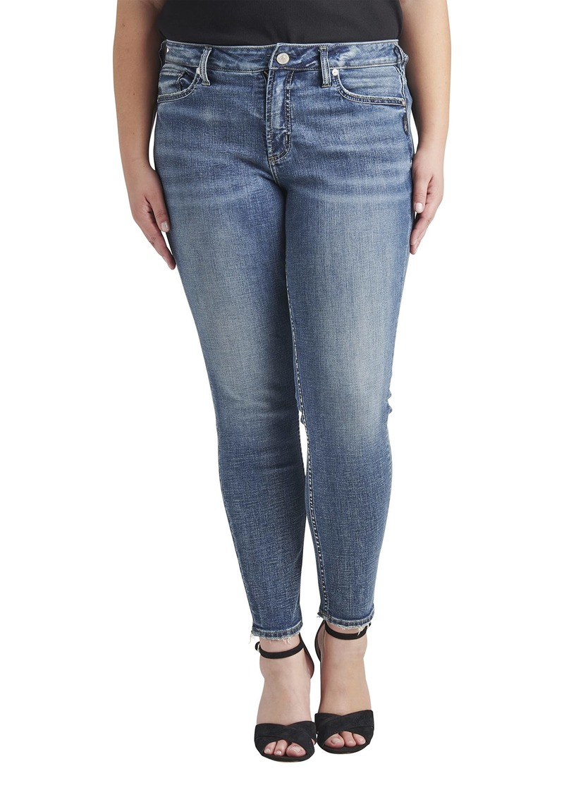 Silver Jeans Co. Women's Plus Size Suki Mid Rise Curvy Fit Skinny Jeans Dark Wash EDK358