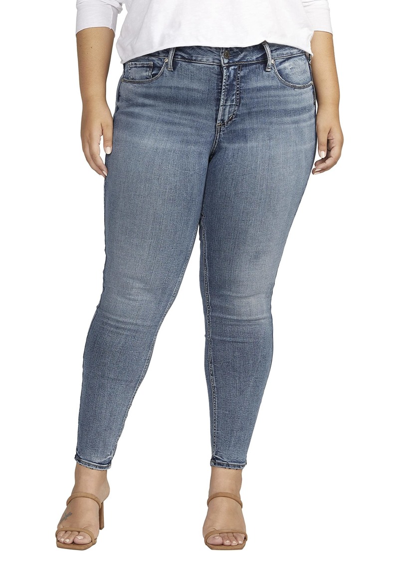 Silver Jeans Co. Women's Plus Size Suki Mid Rise Skinny Jeans Med Wash EDB205 22W x 27L