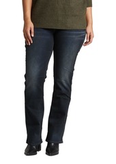 Silver Jeans Co. Women's Plus Size Suki Mid Rise Curvy Fit Slim Bootcut Jeans Dark Wash SSX405