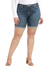 Silver Jeans Co. Women's Plus Size Sure Thing High Rise Long Short Med Wash EAE311