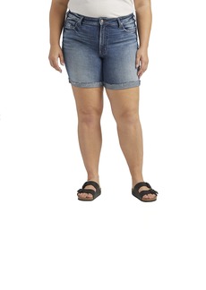 Silver Jeans Co. Women's Plus Size Sure Thing High Rise Long Short Med Wash EKC303