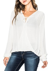 Silver Jeans Co. Women's Serlina Lace-Up Peasant Top  XS