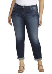 Silver Jeans Co. Women's Size Boyfriend Mid Rise Slim Leg Jeans Dark Wash EKC474