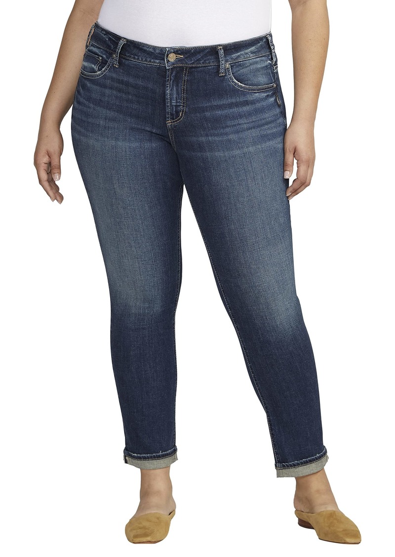 Silver Jeans Co. Women's Size Girlfriend Mid Rise Slim Leg Jeans Med Wash SCV318