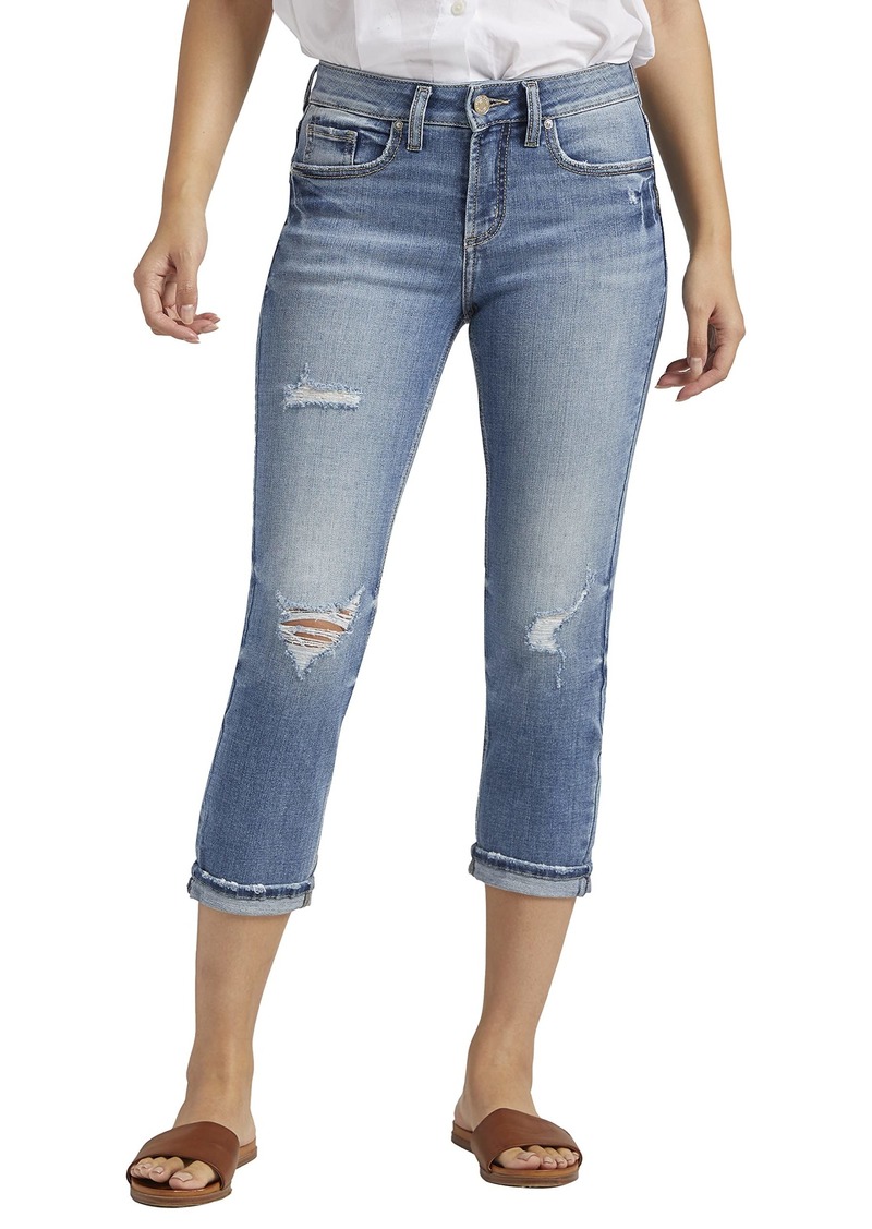 Silver Jeans Co. Women's Suki Mid Rise Capri Jeans Med Wash EAE252 32W x 23.5L