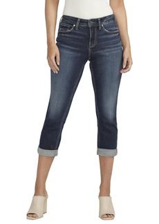 Silver Jeans Co. Women's Suki Mid Rise Curvy Fit Capri Jeans Dark Wash CVS411