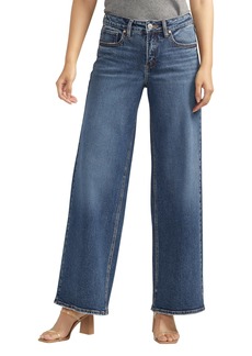 Silver Jeans Co. Women's Suki Mid Rise Curvy Fit Wide Leg Jeans