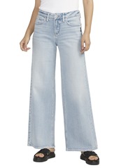 Silver Jeans Co. Women's Suki Mid Rise Curvy Fit Wide Leg Jeans Light Wash SOC171