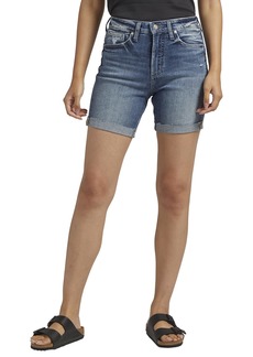 Silver Jeans Co. Women's Sure Thing High Rise Long Short Med Wash EKC303