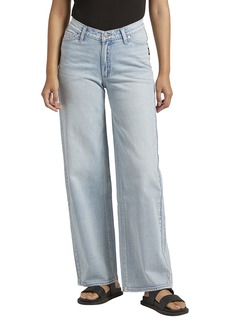 Silver Jeans Co. Women's V-Front Mid Rise Wide Leg Jeans Light Wash RCS141