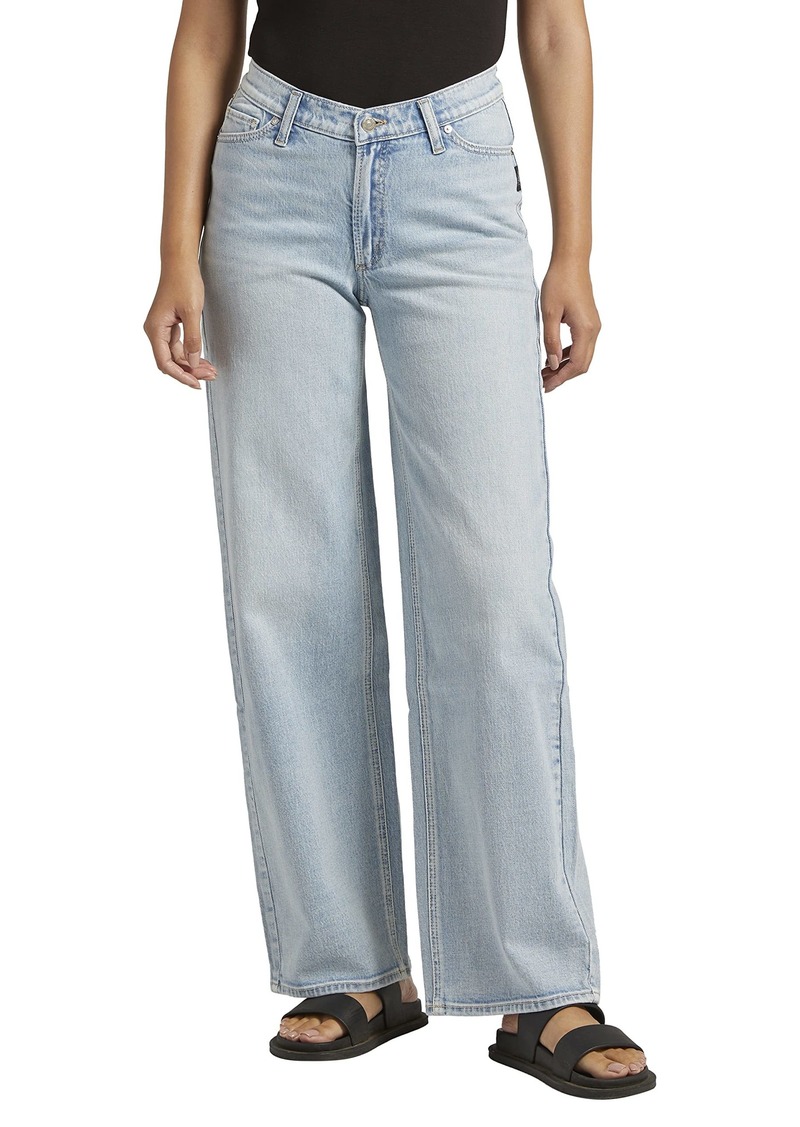 Silver Jeans Co. Women's V-Front Mid Rise Wide Leg Jeans-Legacy Light Wash RCS141