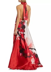 Silvia Tcherassi Sherry Abstract Silk Halter Gown