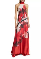 Silvia Tcherassi Sherry Abstract Silk Halter Gown