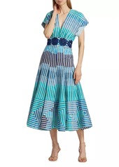 Silvia Tcherassi Adila Embroidered Cotton Midi-Dress