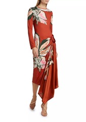 Silvia Tcherassi Ananya Floral Draped Midi-Dress