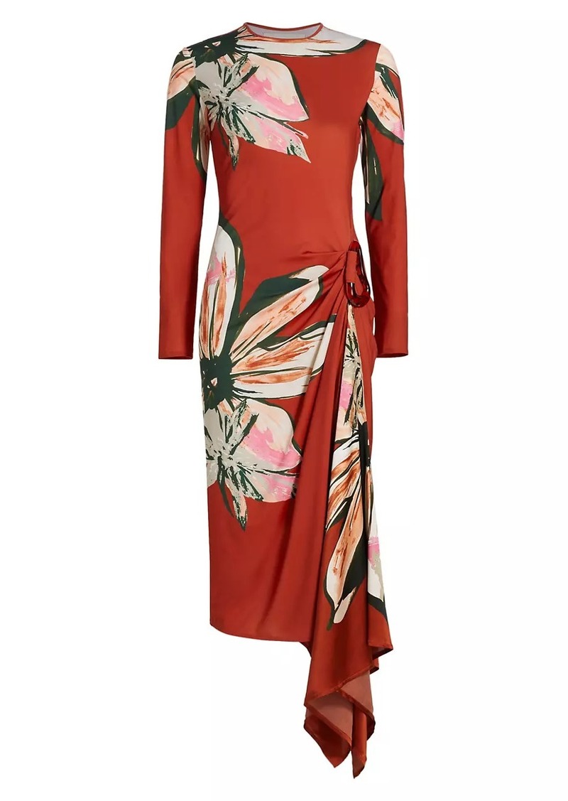 Silvia Tcherassi Ananya Floral Draped Midi-Dress