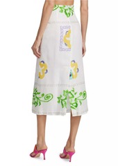Silvia Tcherassi Atira Printed Linen Midi-Skirt