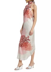 Silvia Tcherassi Galia Coral Print Stretch Silk Dress