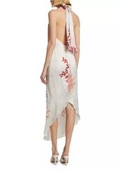 Silvia Tcherassi Galia Coral Print Stretch Silk Dress