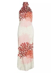 Silvia Tcherassi Galia Coral Print Stretch Silk Dress