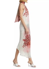 Silvia Tcherassi Galia Coral Print Stretch Silk Dress