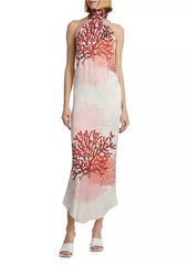 Silvia Tcherassi Galia Coral Print Stretch Silk Dress