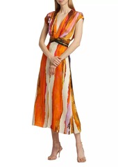 Silvia Tcherassi Ivanova Striped Plunge Midi-Dress